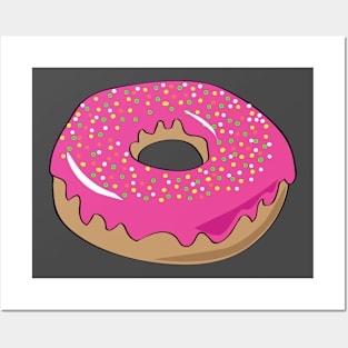 Pink sprinkled donut Posters and Art